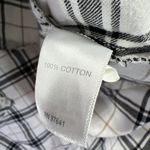 J Jill Women's Tunic Top 2X Black White Plaid Mixed Prints Long Sleeve Button - Picture 7 of 9